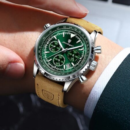 Leather Man Watch Quartz Waterproof